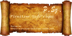 Pirnitzer Szíriusz névjegykártya